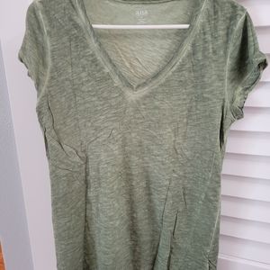 a.n.a. spacedyed v-neck tee size M dark green